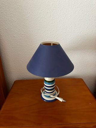 Lámpara mesita noche azul-blanca