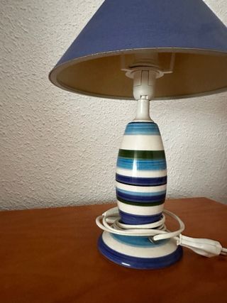 Lámpara mesita noche azul-blanca