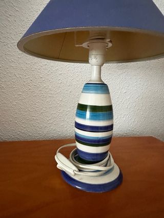 Lámpara mesita noche azul-blanca