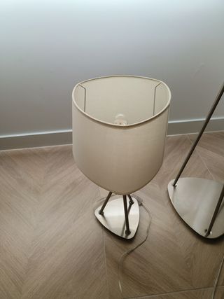 2 Lámparas - Metal y Tela - Blanco y Plata