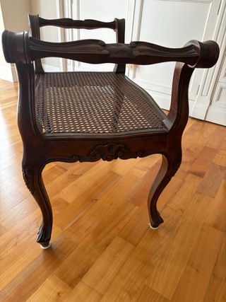 Banco madera ratán estilo Luis XV