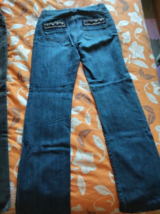 2 Jeans Mujer Talla 38 - Azul y Gris