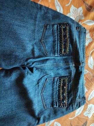 2 Jeans Mujer Talla 38 - Azul y Gris