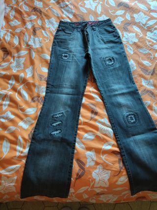 2 Jeans Mujer Talla 38 - Azul y Gris
