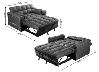 Sofá cama plegable - Negro y Gris