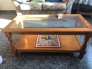 Centro tavolo in legno in vetro