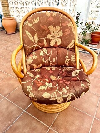 Sillón giratorio bambú marrón