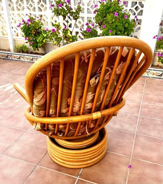 Sillón giratorio bambú marrón