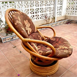 Sillón giratorio bambú marrón
