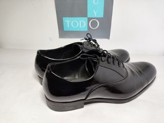 Zapatos de vestir negros brillantes, talla 45