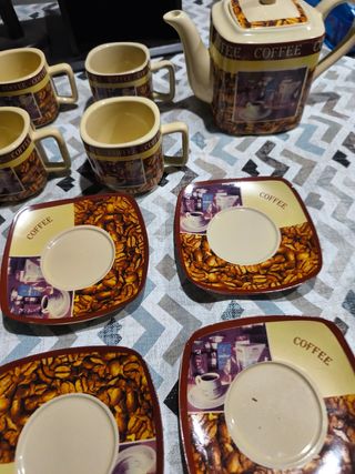 Juego café porcelana 6 tazas