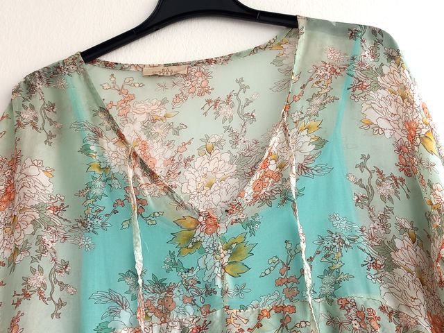 Vestido largo de seda y combinacion a juego