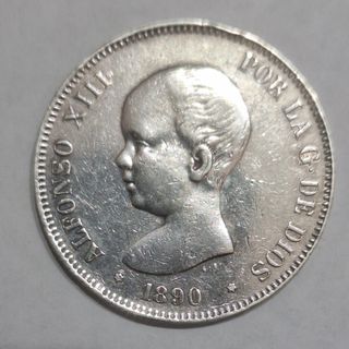 5 Pesetas Alfonso XIII, 1890, PGM.