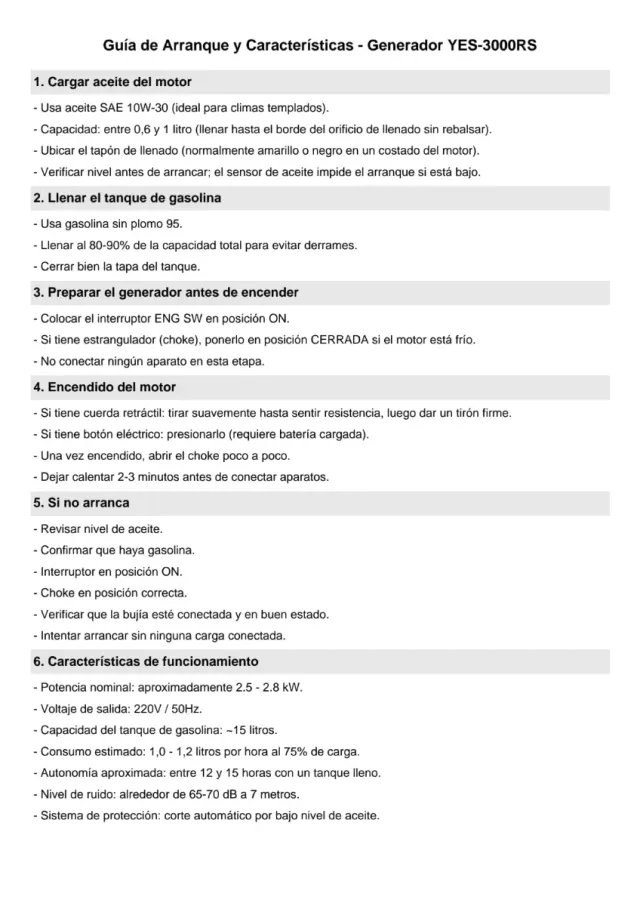 GENERADOR DE GASOLINA