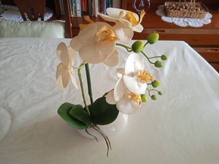 ORQUIDEA BLANCA ARTIFICIAL DE DOS TALLOS