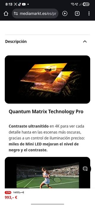 TV Samsung 4K 55" TQ55QN90CATXXC - NEGOCIABLE