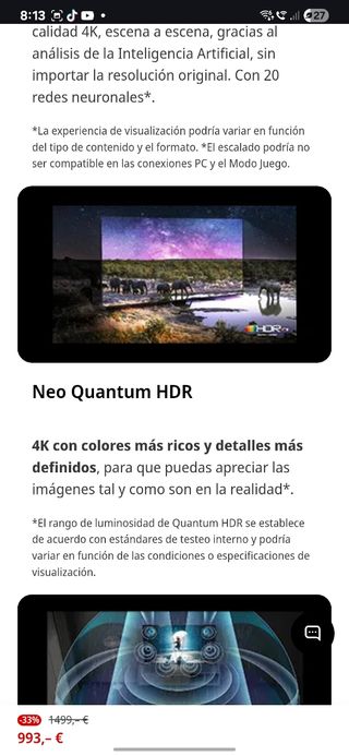 TV Samsung 4K 55" TQ55QN90CATXXC - NEGOCIABLE