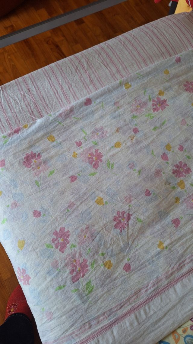 Lenzuola singole fiori rosa-bianche