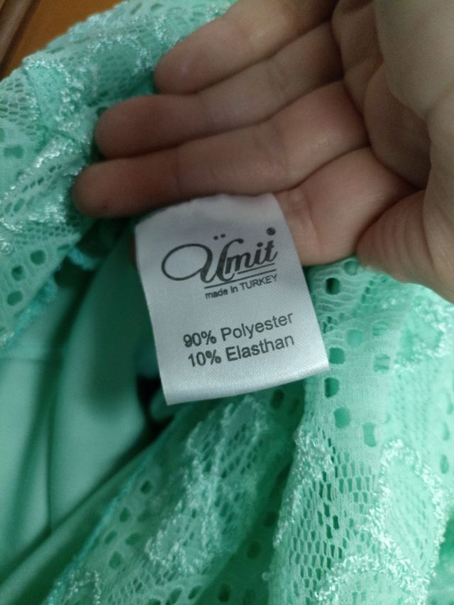 Vestido fiesta largo negro y verde agua