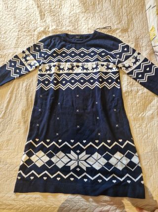Vestido navideño azul marino renos