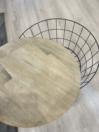 Mesa centro redonda metal y madera