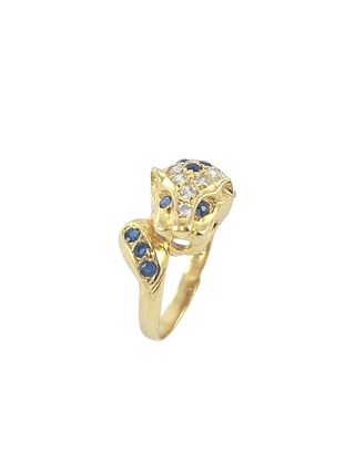 Anillo Pantera oro 18k zafiros
