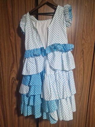 Traje Flamenca niña lunares azul