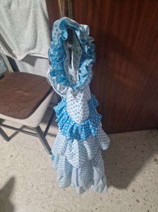 Traje Flamenca niña lunares azul