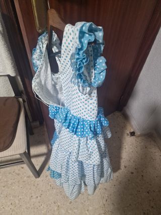 Traje Flamenca niña lunares azul