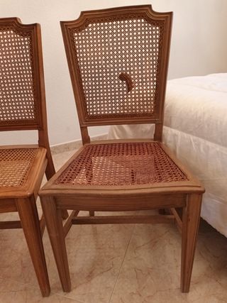 2 Sillas mimbre - Madera