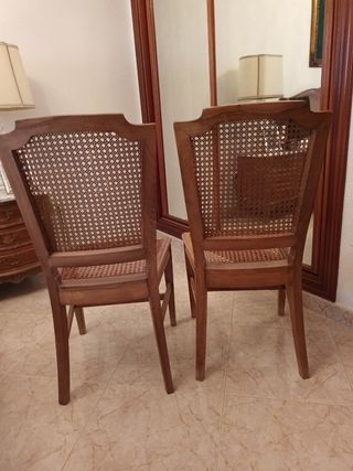 2 Sillas mimbre - Madera