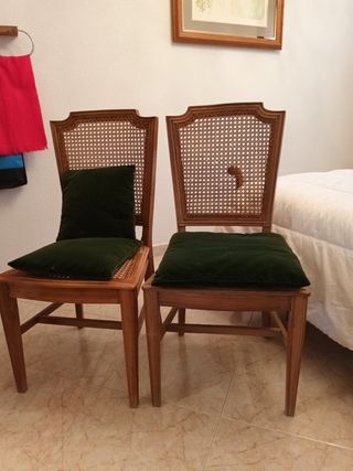 2 Sillas mimbre - Madera