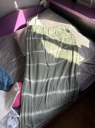 Falda larga tie-dye verde oliva