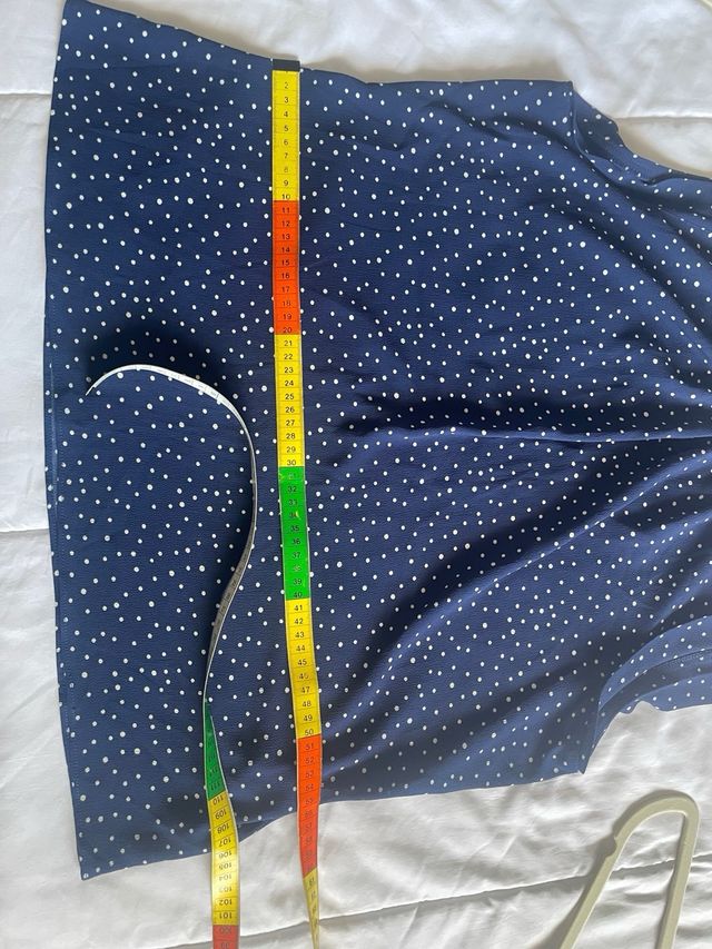 Blusa Dandara azul lunares blancos