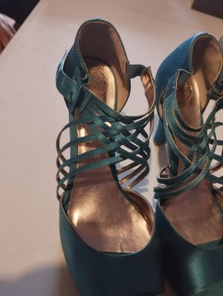Zapatos tacón teal mujer