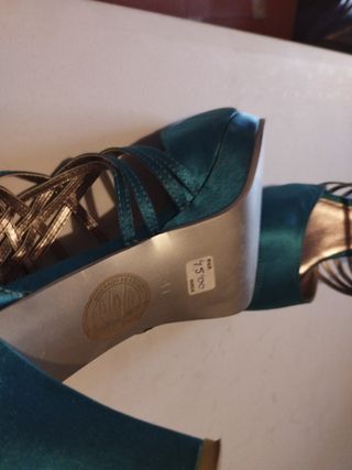 Zapatos tacón teal mujer
