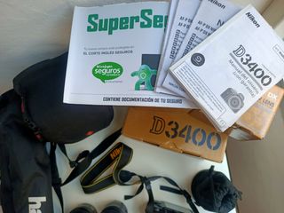 Cámara digital fotografía Nikon D3400 y accesorios