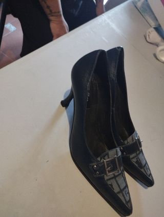 Zapatos tacón azul mujer