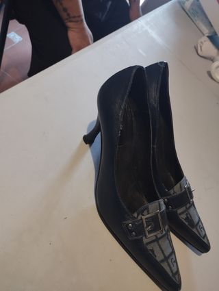 Zapatos tacón azul mujer