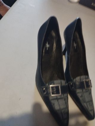 Zapatos tacón azul mujer