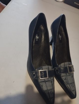Zapatos tacón azul mujer