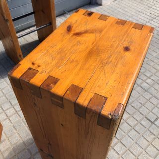 Taburetes pino brutalistas vintage Francia 1960