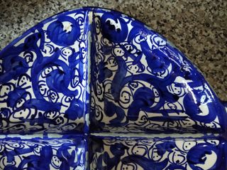 Bandeja cerámica azul | 4 compartimentos