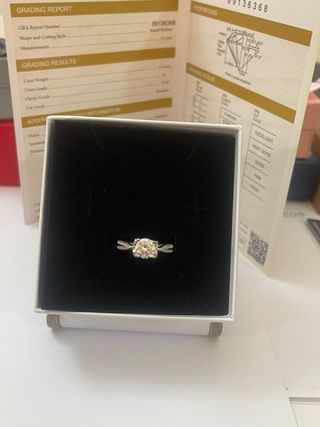 Anillo plata Rodiada Con 1Ct Diamante Moissanita