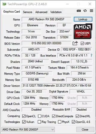 Gráfica RX580, RX 580 8GB GDDR5 Memoria 256bit