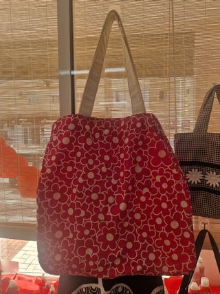 Bolso tela flores rosa-rojo