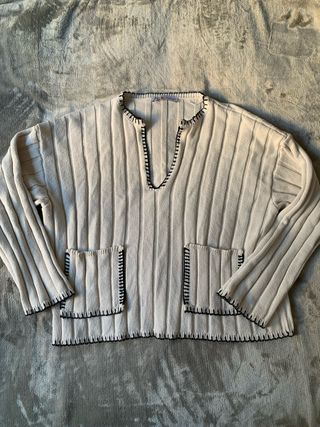 Jersey Zara crema - bolsillos