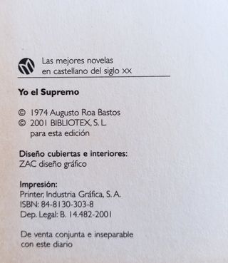 NOVELA "YO EL SUPREMO" DE AUGUSTO ROA BASTOS 