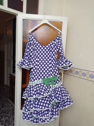 Traje Flamenca lunares blanco-morado