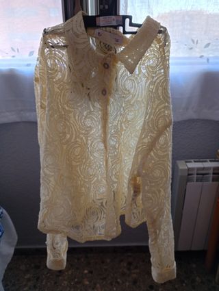 Blusa encaje beige - Manga larga